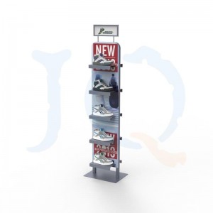 metal shoe racks at a POP clothing store